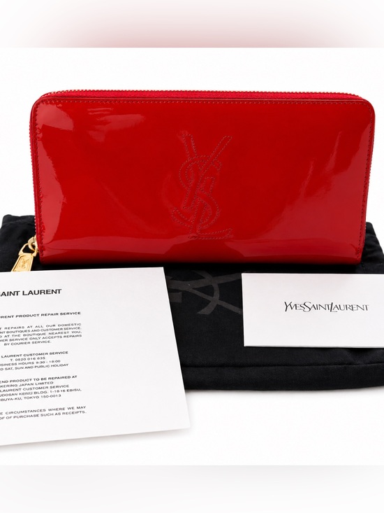Yves Saint Laurent Handbags - Yves Saint Laurent Patent Leather Zip Wallet